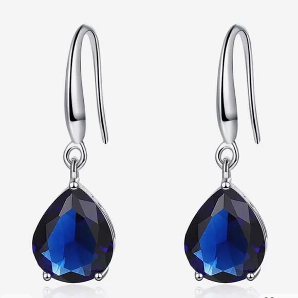 The Mystical Sapphire Teardrop Drop Earrings in 925 silver - Picture 1 of 10